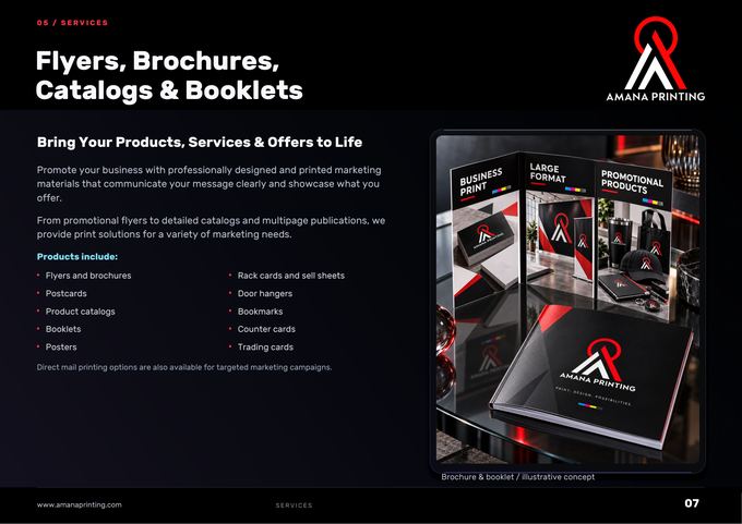 Flyers, Brochures, Catalogs & Booklets — Amana Printing