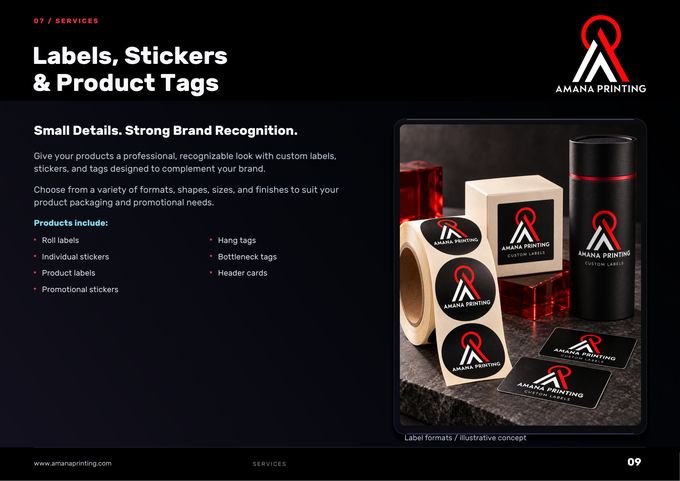 Labels, Stickers & Product Tags — Amana Printing
